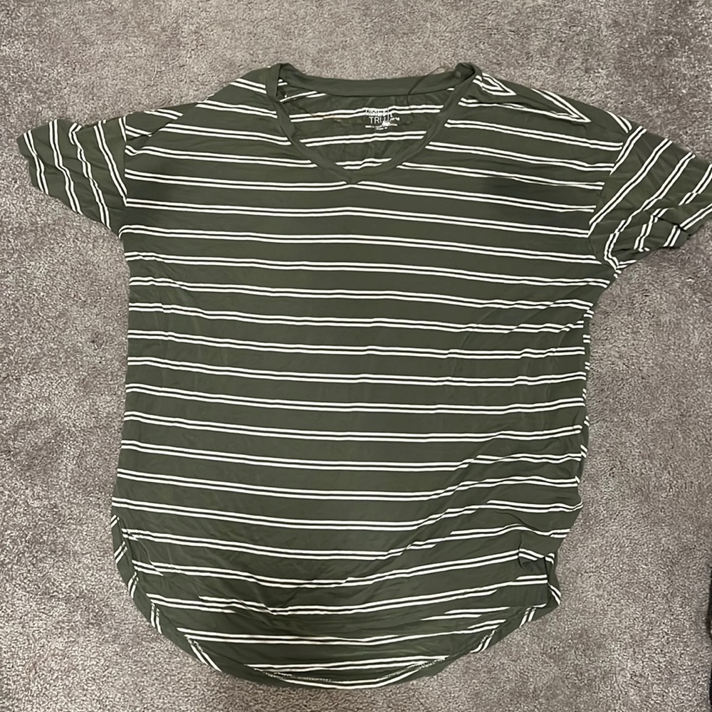 green striped V neck